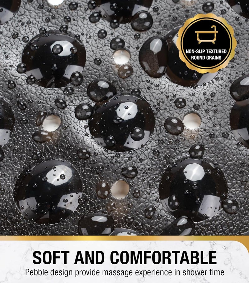 HITSLAM Shower Bathtub Mat Non Slip, 24"x 24" Bath Mat for Tub, Soft PVC Shower Mats for Inside Shower with Suction Cups and Center Drain Hole, Machine Washable Bathroom Floor Mat, Black - Image 5